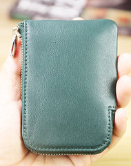Women Leather Mini Zip Wallet Yellow Brown Billfold Slim Coin Wallets Small Zip Change Wallet For Women