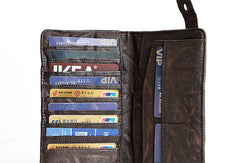 Cool leather Mens long wallet phone clutch wallet vintage wallet for men - EverHandmade