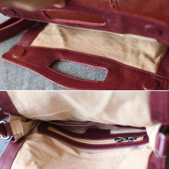 Leather Burgundy Bucket Bag Folded Bucket Style Purse - Annie Jewel