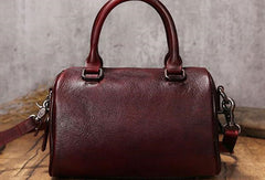 Handmade Leather Vintage Boston Bag Handbag Shoulder Bag for Women