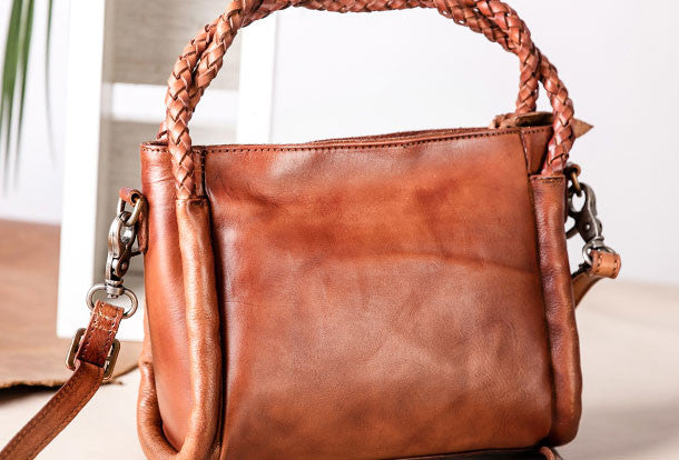 Handmade vintage handbag tote bag leather crossbody bag purse shoulder bag women - EverHandmade