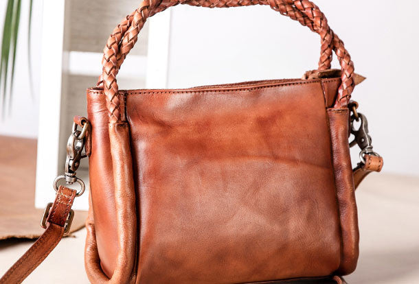 Handmade vintage handbag tote bag leather crossbody bag purse shoulder bag women