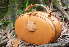 Handmade handbag oval purse leather crossbody bag purse shoulder bag for women - EverHandmade