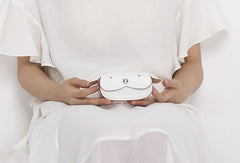 Handmade leather white dog cute billfold coin change wallet card wallet for women - EverHandmade