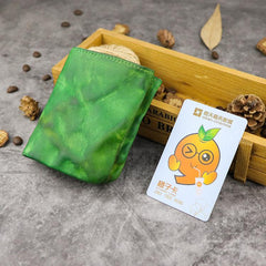 Vintage Handmade Red Mens Leather Bifold billfold Wallet Green Small Wallet for Men