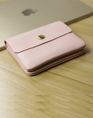 Cute Women Pink Leather Mini Zip Coin Wallets Change Wallets Slim Billfold Wallet For Women