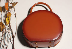 Women Leather round circle handbag shoulder bag for women leather crossbody bag