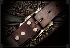 Handmade Leather Tooled Carp Mens Belt Cool Leather Men Belt for Men
