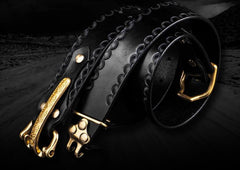 Handmade Black Leather Mens Belts Cool Leather Men Belt for Men