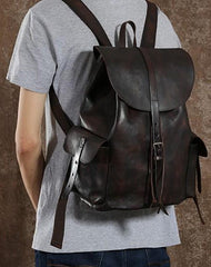 Leather Mens Cool Backpacks Large Travel Backpack Hiking Backpack for Men