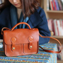Brown Leather Satchel Purse Small Brown Leather Crossbody Bag - Annie Jewel