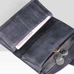 Handmade Leather Mens Cool Long Leather Wallet Wristlet Clutch Wallet for Men