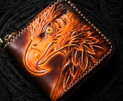 Handmade Leather Tooled Eagle Mens Small Wallet Cool Leather Wallet billfold Wallet for Men