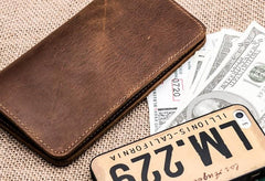 Vintage Cool Leather Long Wallets for men Bifold Men Long Wallets