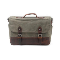 Mens Waxed Canvas Leather Messenger Bag Camera Side Bag Courier Bag for Men