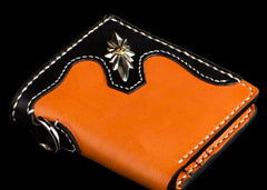 Handmade Leather Trucker Bag Mens billfold Wallet Cool Chain Wallet Small Biker Wallet for Men
