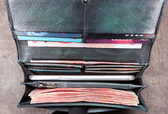 Genuine Leather Wallet Long Dragonfly Wallet Purse For Men Women - EverHandmade