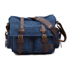 Canvas Leather Women Mens Blue 15'' Messenger Bag Khaki Side Bag Brown Shoulder Bag For Men