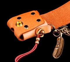 Handmade Leather Mens Leather Cigarette Cases Cigarette Box Lighter Pocket Tobacco Pouch