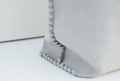 Handmade leather handbag gray tote bag shoulder bag shopper purse women - EverHandmade