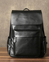 Genuine Leather Mens Cool Backpack Large Black Travel Backpack Hiking Backpack for men