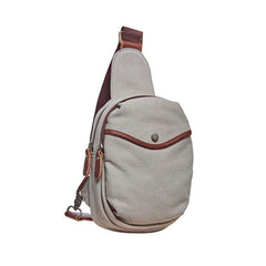 Cool Gray Canvas Mens Sling Bag Chest Bag One Shoulder Packs for men
