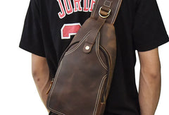 Cool Mens Leather Chest Bags Sling Bag Sling pack Shoulder sling bag For Men