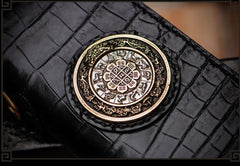 Handmade Leather Tibetan Mens Biker Chain Wallet Cool Wallet Long Chain Wallets for Men