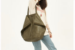 Handmade Genuine Leather Handbag Large Tote Bag Shopper Bag Shoulder Bag Purse For Women