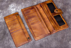 Cool Mens Leather Wallet Long Wallet Vintage Wallet For Men