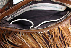 Genuine Leather Bag Vintage Rivet Tassel Bag Crossbody Bag Shoulder Bag Purse For Women - EverHandmade