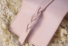 Handmade leather braided personalized custom clutch purse billfold triple wallet purse clutch women