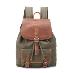 Waxed Canvas Leather Mens Backpack Canvas Travel Backpacks Canvas School Backpack for Men