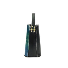 Handmade Womens Tooled Leather Square Handbag Purse SunFlower Crossbody Bag for Women