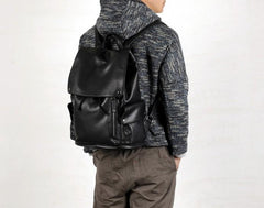 Leather Mens Cool Large Backpacks Black Travel Backpack Hiking Backpack for men