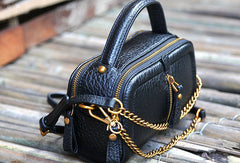 Handmade small phone purse leather black crossbody bag shoulder bag women