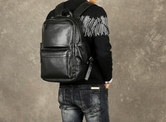 Cool Leather Mens Backpack Large Black Travel Backpack Hiking Backpacks for men