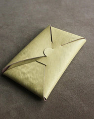 Cute Womens Beige Leather Envelope Wallet Slim Clutch Purse Checkbook Long Wallet for Women