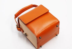 Stylish Leather Womens Box Handbag Doctor Purse Shoulder Bag for Women - EverHandmade