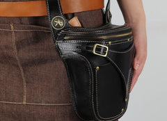 Leather Belt Pouch Mens Small Cases Waist Bag Hip Pack Belt Bags for Men