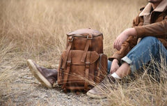 Cool Brown Leather Mens Backpack Large Brown Travel Backpack Hiking Backpack for men