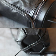 Small Black Leather Crossbody Bag Cute Bucket Bags - Annie Jewel