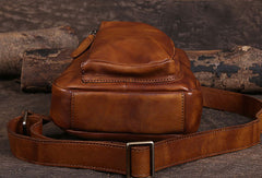 Cool Leather Mens Chest Bag Sling Bag Vintage Leather Sling Bags for Men - EverHandmade