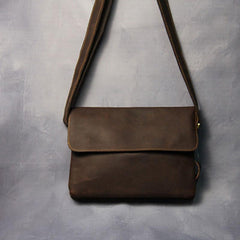 Cool Leather Mens Small Side Bag 11inch Clutch Purse Bag Messenger Bag for Men