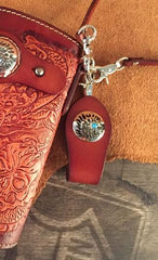 Handmade Leather Tooled Skull Mens Chain Biker Wallet Cool Leather Wallet Long Wallet for Men