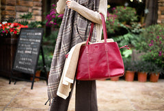 Handmade Genuine Leather Handbag Tote Bag Shopper Bag Shoulder Bag Purse For Women - EverHandmade