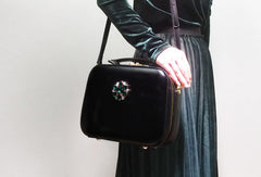 Genuine Leather Round Bag Handbag Purse Shoulder Bag for Women Leather Crossbody Bag - EverHandmade