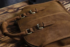 Handmade Cool leather mens Shoulder Briefcases vintage laptop Briefcase Business Briefcase - EverHandmade