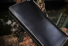Handmade leather raw python skin biker wallet long wallet black leather chain wallet for men