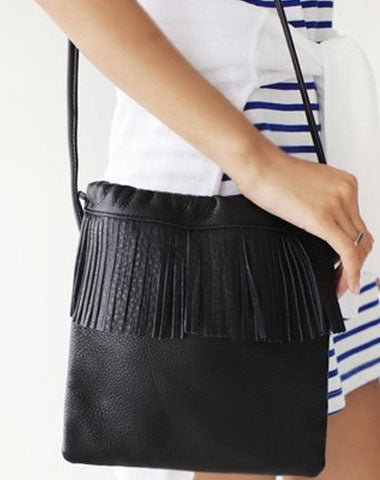Genuine Leather Shoulder Bag Tassel Crossbody Bag Handbag Purse For Women - EverHandmade